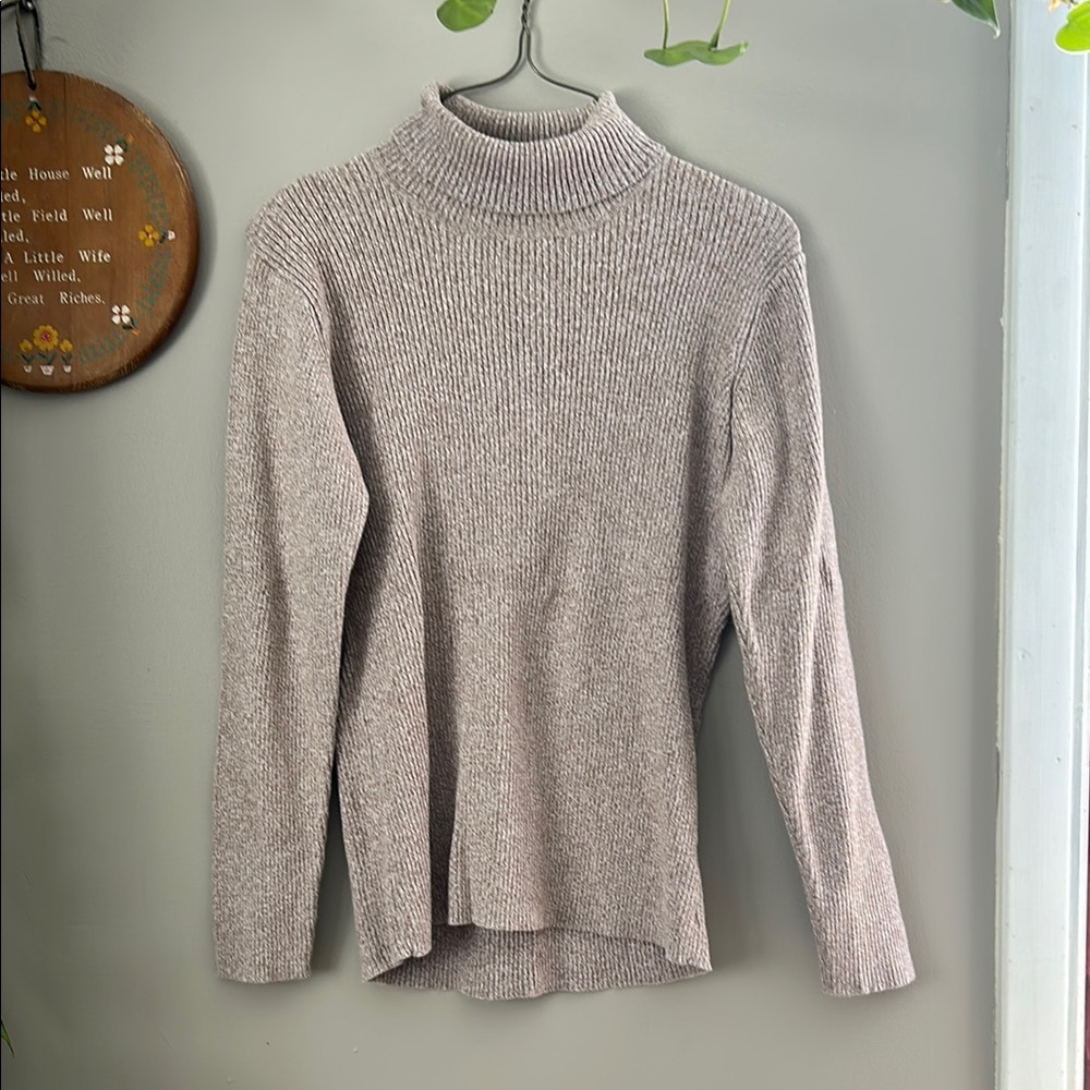 Women's Gray Cream Turtleneck Sweater